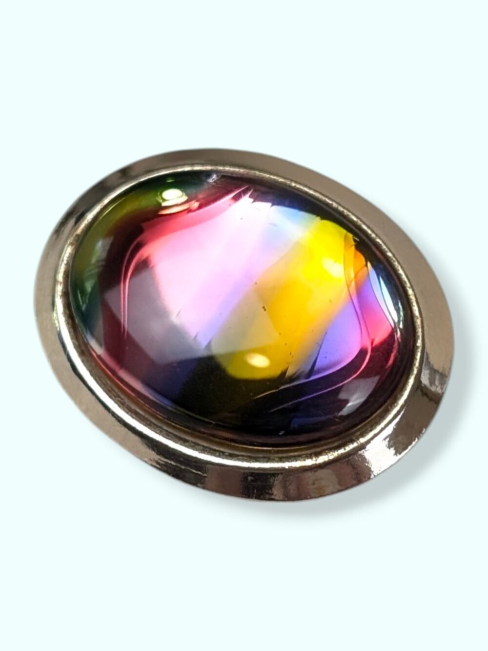 Vintage Sarah Cov Rainbow Glass Cabochon Brooch